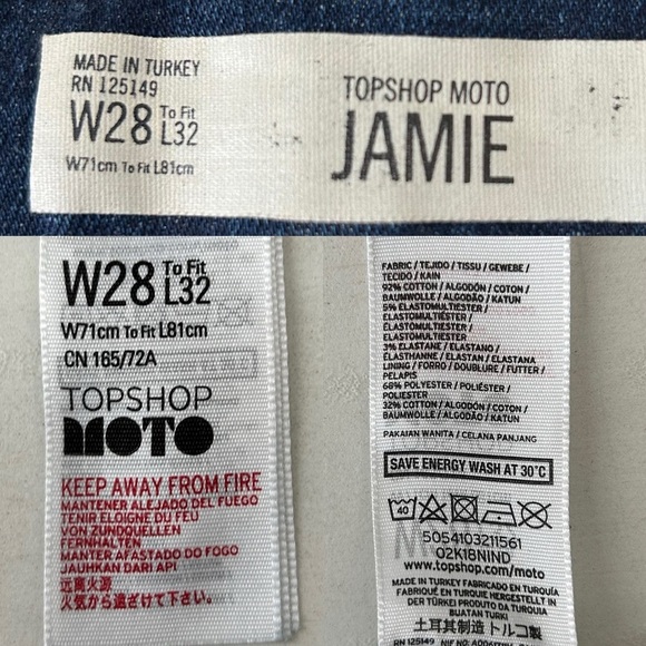 Topshop Moto Jamie Skinny Jeans High Rise Raw Hem Dark Indigo Blue Size 26 - Picture 10 of 14